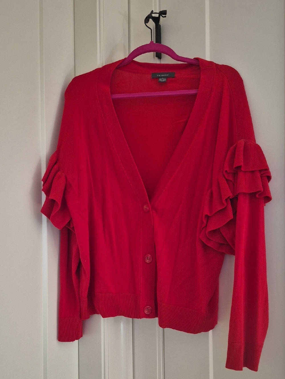 Primark Red Ruffle Sleeve Cardigan